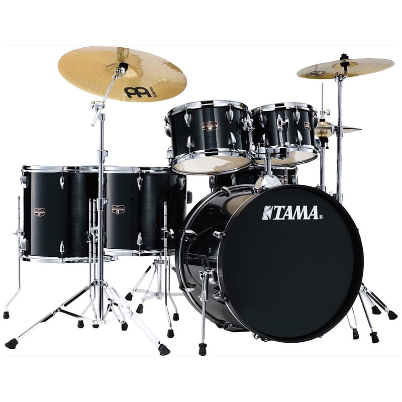 Tama IE62C Imperialstar Drum Kit, 6-Piece (with Meinl Cymbals), Hairline Black image 1