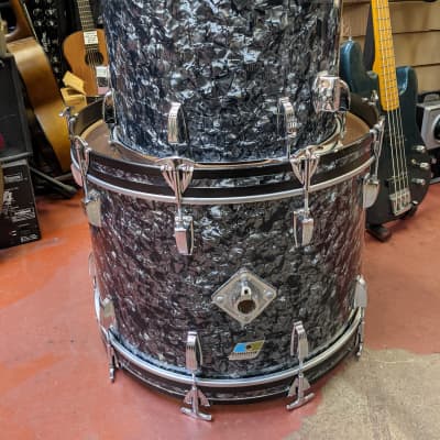 Classic 1970s Ludwig Rewrapped Black Diamond Pearl Drum Set - Super Clean! - Sounds Great! image 3