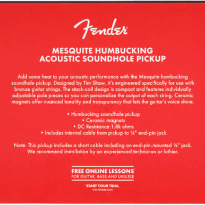 FENDER - Mesquite Humbucking Acoustic Soundhole Pickup - 0992276000 image 7