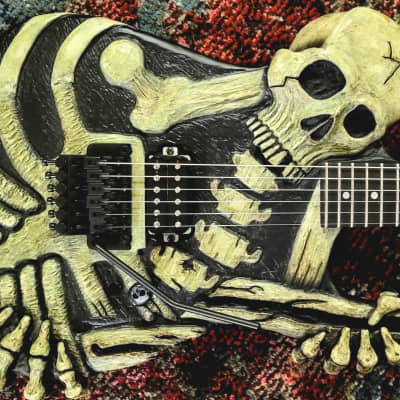 Custom George Lynch Skull Bones Black Body Electric Guitar 6
