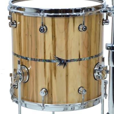 Hendrix Archetype 5pc Stave Ambrosia Maple Drum kit w/ Mother of Pearl inlay image 6
