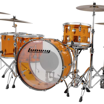 Ludwig *Pre-Order* Vistalite Amber ZEP SET 14x26/16x18/16x16/10x14/6.5x14 Drums Shell Pack Made in the USA | Authorized Dealer image 2