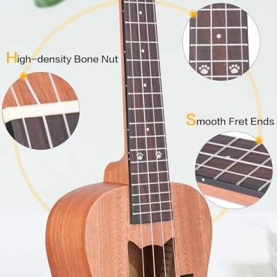 Concert Ukulele Mahogany - 23 inch Professional Wooden Ukulele Free Uke  Strap Case Digital Tuner picks Aquila String - Everjoys