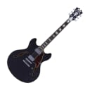 D'Angelico Premier DC Semi-Hollow Electric Guitar, Black Flake
