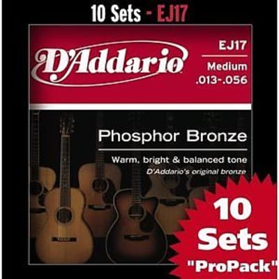 D'addario Phosphor Bronze Acoustic Guitar Medium EJ17 Strings  - 10 sets Pro Pack image 2