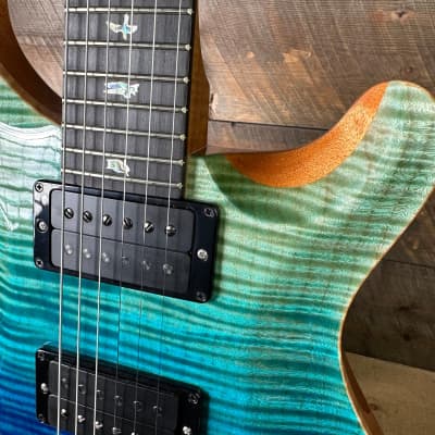PRS Custom 24 Wood Library Flame Maple 10-Top  Torrefied Maple Neck African Blackwood FB - Blue Fade 363813 image 5