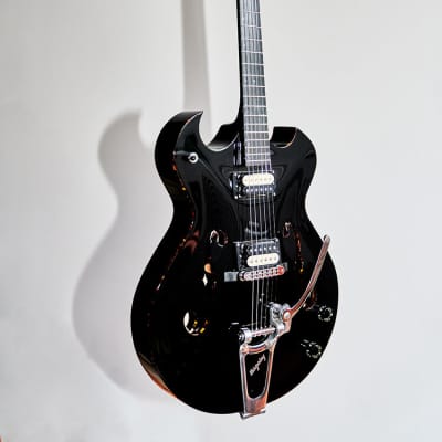 UKDC - Blast Cult Hollow Body Electric Guitar - Gloss Black image 3