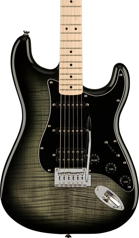 Squier Affinity Series Stratocaster FMT HSS, Maple Fingerboard, Black Burst image 1