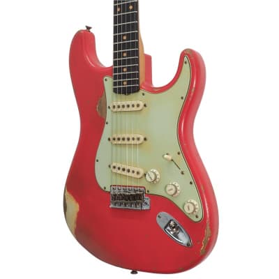 Fender Custom Shop Masterbuilt Levi Perry 1960 Stratocaster Relic, Aged Fiesta Red Over Aged Vintage White image 4
