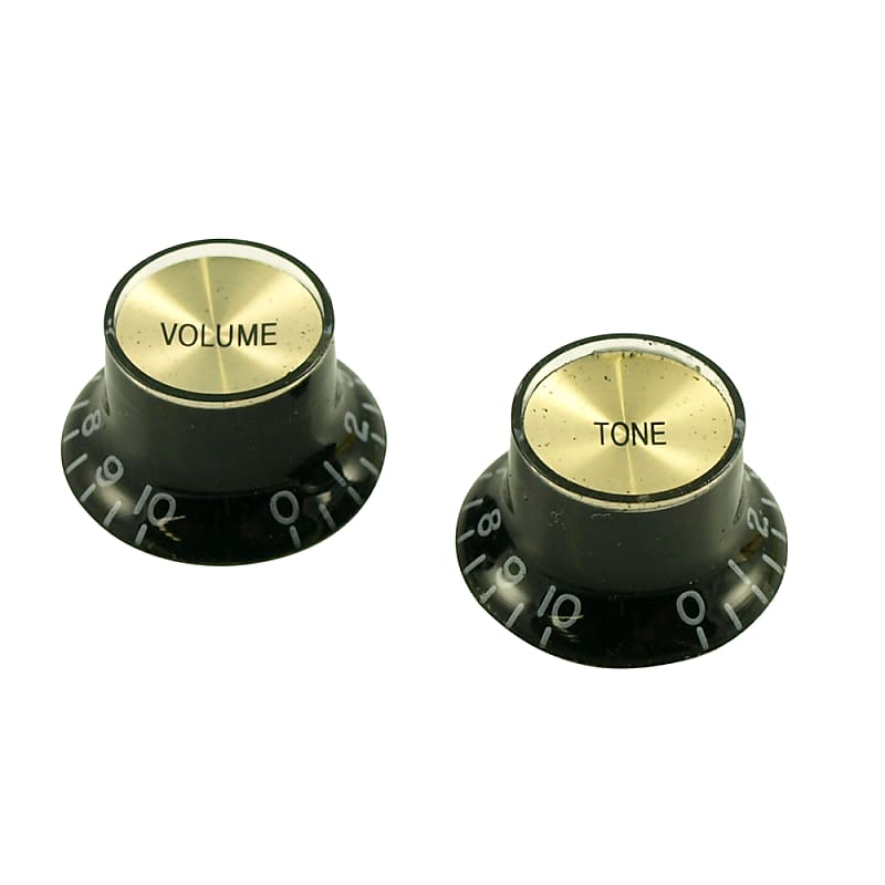 2X BLACK GOLD VOLUME & TONE TOP HAT KNOB GIBSON EPIPHONE Reverb