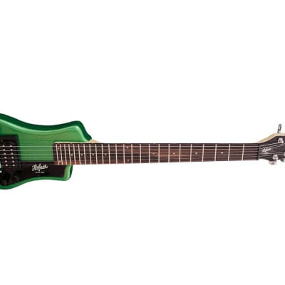 Hofner Shorty Travel Electric Guitar w/Bag - Metallic Dark Green Finish image 4