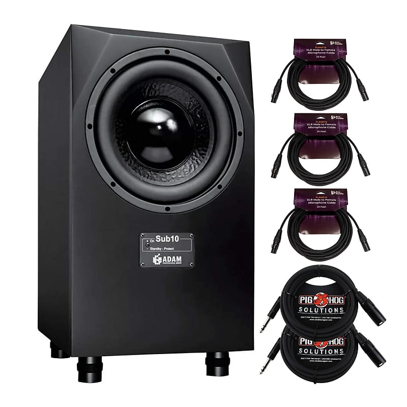 Adam Audio Sub10 10-Inch Mk2 Powered Studio Subwoofer with Cable Bundle  			