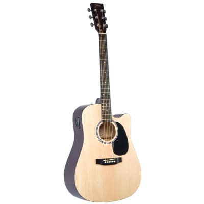 Johnson JG-610-CE-NA Players Series Dreadnought Cutaway Acoustic Electric Guitar, Natural for sale