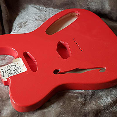 Beautiful Thin line body in Fiesta Red . Made to fit a Tele neck- 3.4 lbs. image 4