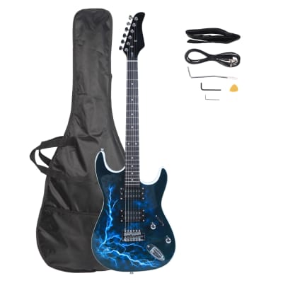 Lightning Style Electric Guitar with Power Cord/Strap/Bag/Plectrums Black & White image 13