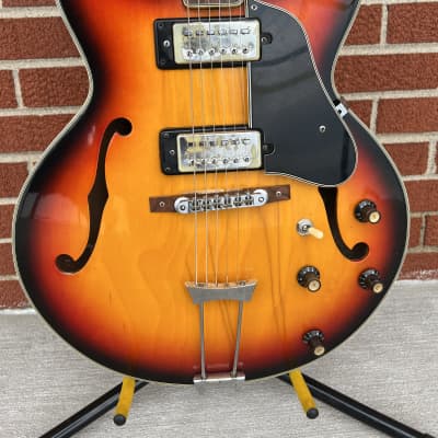 1970’s  Univox Coily  335 Copy Electric Guitar Sunburst image 1