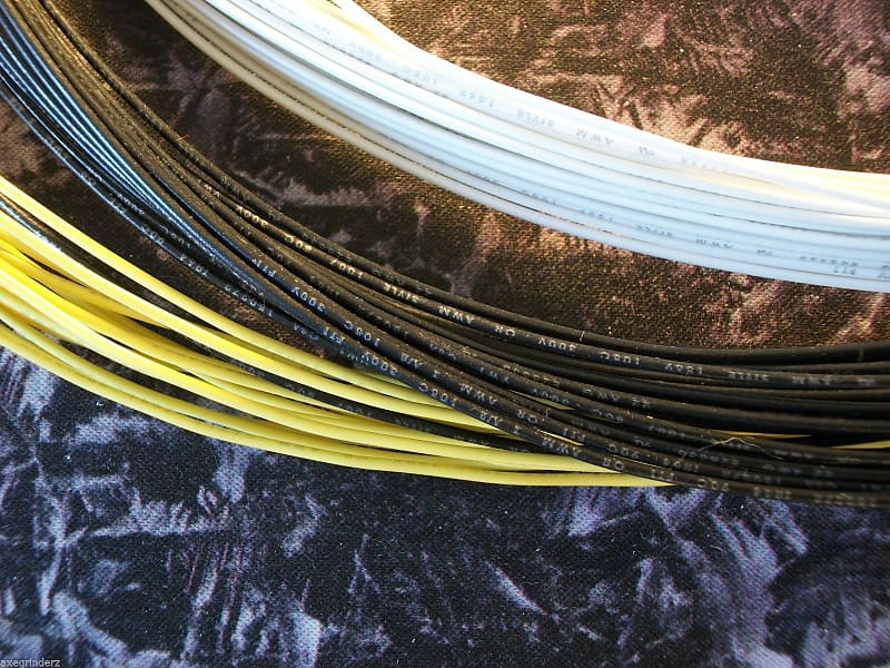 12 Feet ( 4 Black / 4 Yellow / 4 White) 22 awg PVC Coated Guitar Wire 22 gauge image 1