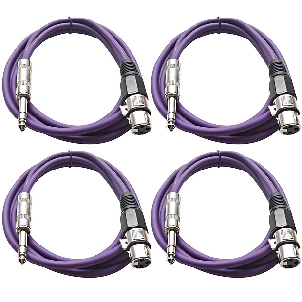 Seismic Audio SATRXL-F6-4PURPLE 1/4" TRS Male to XLR Female Patch Cables - 6' (4-Pack) image 1