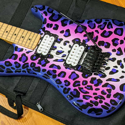 Kramer 2015 Pacer Satchel Purple Leopard MIK Steel Panther Guitar w/Fender Bag, Very RARE, EXC! image 2