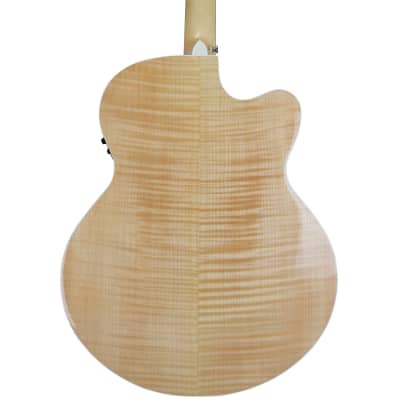 Sawtooth Solid Spruce Top Left-Handed Jumbo Cutaway 6 String Acoustic Electric Guitar with Flame Maple Back and Sides image 4