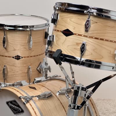 Craviotto 18/11/13/5x14" VIDEO Solid Maple 2024 - Gloss Maple w/ Mahogany Inlay image 2