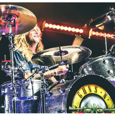 Frank Ferrer's Guns 'n' Roses, Steven Adler "Not In This Lifetime" Tour, DW Collectors 2010s - Silver Sparkle Lacquer. Complete Set! Signed by Whole Band!! image 10