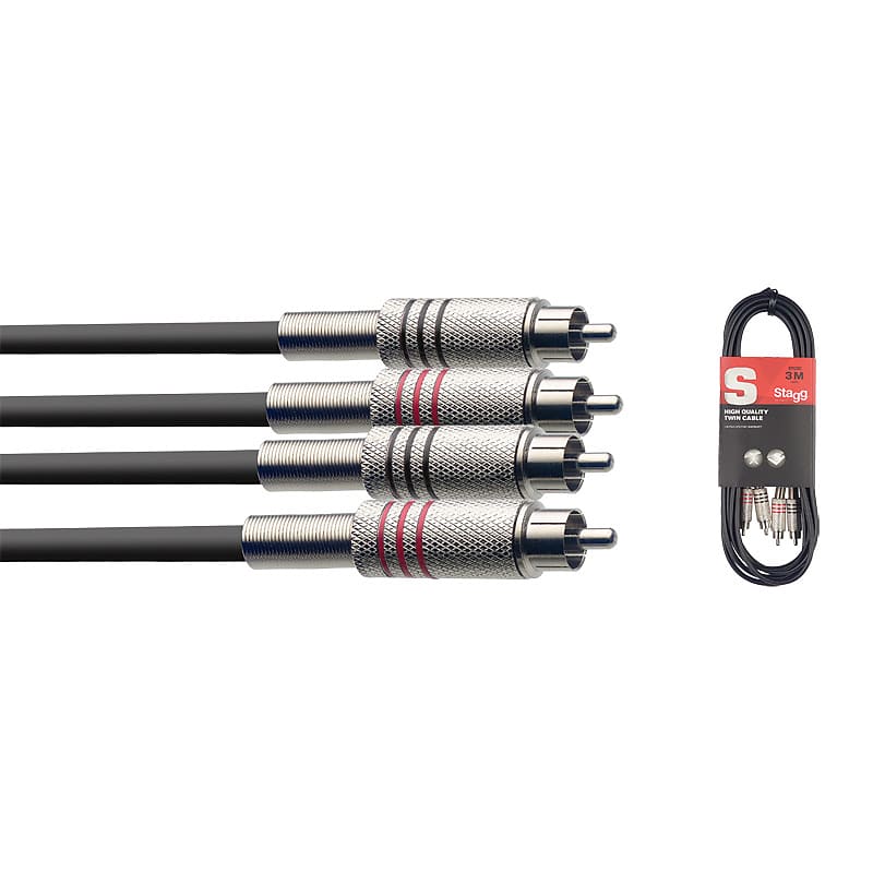 Stagg STC3C 3m/10ft Twin Male RCA Phono to RCA Phono Cable  			