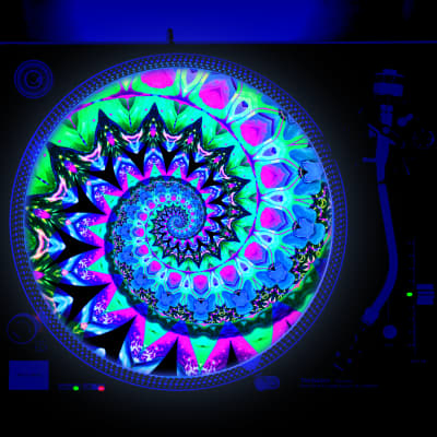 Her Tie Dye - DJ Turntable Slipmat 12 inch LP Vinyl Record Player Glow Series (glows under black light) image 1