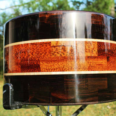 HHG Drums 14x8.5 Blackwood, Snakewood, And Maple Segmented Snare, High Gloss image 2