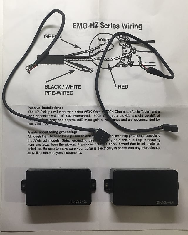 EMG HZ H4 Pickup Set w Harness & Diagrams