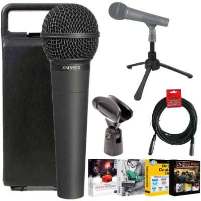 Behringer XM8500 Ultravoice Dynamic Cardioid Vocal Microphone + Zoom TPS-4 Tabletop Tripod Microphone Stand + Strukture XLR Microphone Cable Male to Female 6 Ft Mic Cable + Music Maker Mix and Master Suite