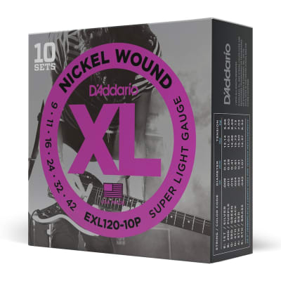 D'Addario 10-Pack Nickel Wound Electric Strings (Super Light 9-42) image 4