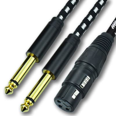 tisino 1/4 to RCA Cable, Quarter inch TRS to RCA Audio Cable 6.35mm Stereo  Jack to Dual RCA Insert Cable Y Splitter Cabl - 1.6 feet/50 cm