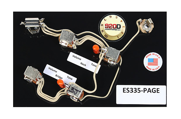 920D Custom Shop ES335-PAGE Switchcraft/Bournes/ACME ES-335 Page Wiring Harness w/ Orange Drop Caps image 1