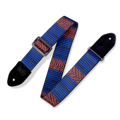 Levy's MP2TC 2" Printed Polyester Guitar Strap Tribal Chevron Orange and Blue image 1
