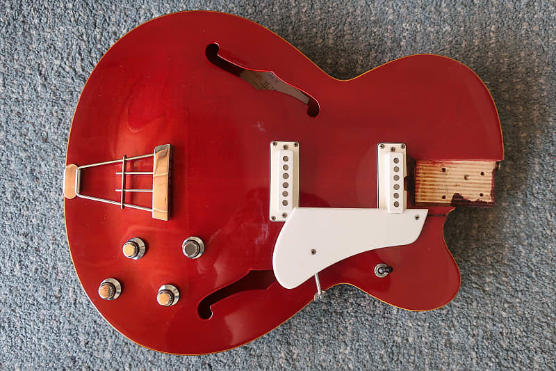Vintage 1967 Eko Lark II Wine Red Loaded Guitar Body Same Plant As Vox Typhoon Wildcat image 1