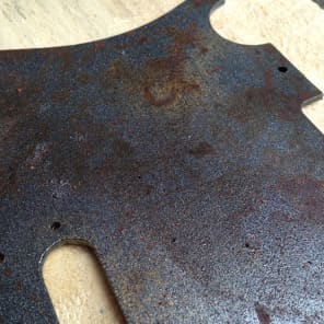 Rusted black telecaster pickguard. heavy distressed, rust holes, one of a kind for guitar building image 7