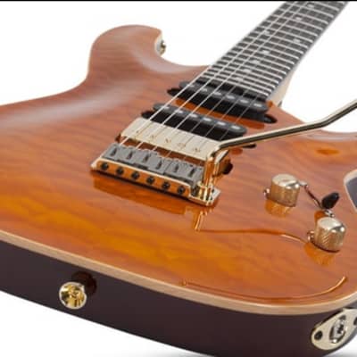 Schecter Japan California Classic Electric Guitar W/ Hardcase, Transparent Amber 7301 image 6