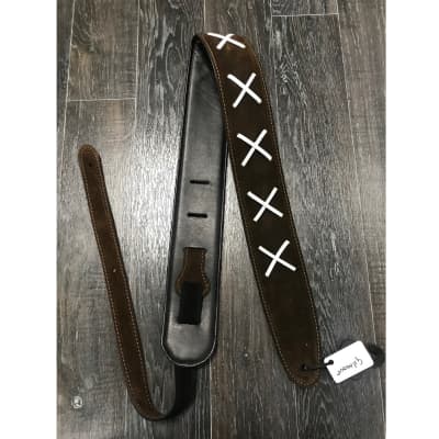 Leathergraft 'Gilmour' Suede Front Leather Guitar Strap - Brown