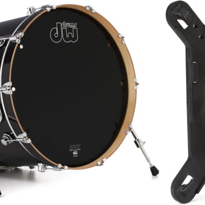 DW Performance Series Bass Drum - 18 x 22 inch - Ebony Stain Lacquer  Bundle with Kelly Concepts Kelly SHU FLATZ System for Shure Beta 91 / 91A image 1