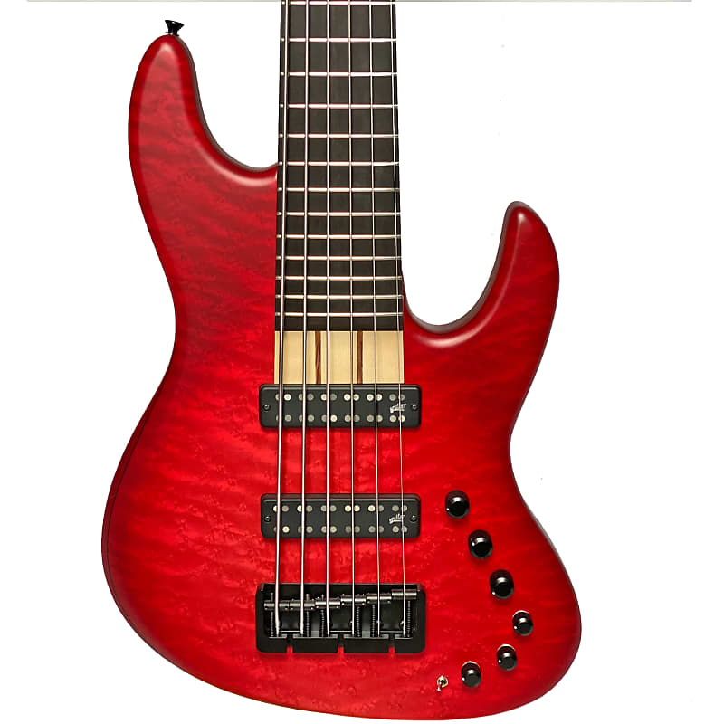 Miura MB-1 6-String Electric Bass Guitar Trans Red image 1