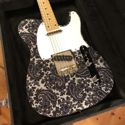 Crook Baritone Telecaster Black Paisley Silver Sparkle Matching Headstock for sale