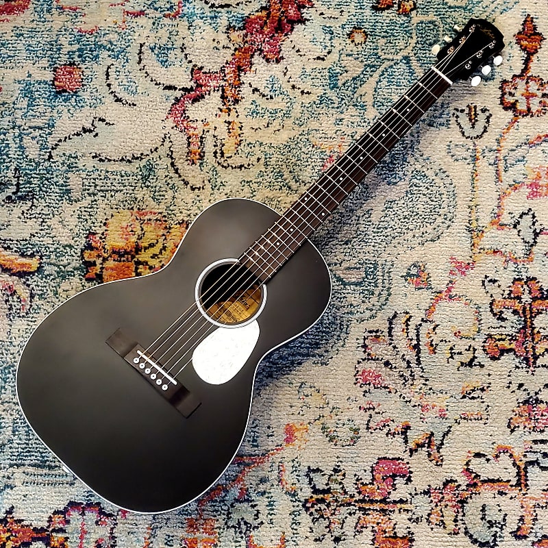 Aria 131 Parlor Urban Player Satin Black Acoustic Guitar image 1