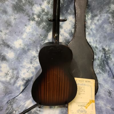 Vintage RARE 1940 Regal Open Headstock Number 501 Parlor Acoustic Guitar Pro Setup Soft Shell Case Cool Case Candy image 12