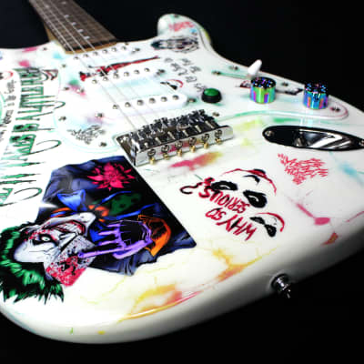 Custom Painted and Upgraded Fender Squier Stratocaster (Aged and Worn) With Graphics and Matching Headstock image 20