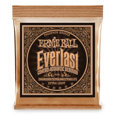 (3 Pack) Ernie Ball P02550 Everlast Light Coated Acoustic Guitar Strings (10-50) image 3