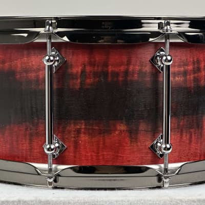 Craviotto 6.5x14" Private Reserve Solid Curly Maple Snare Drum - 2023 Red/Black Satin Duco Fade image 4