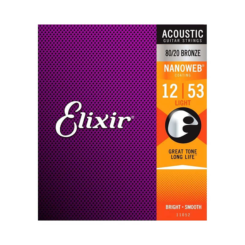 Cordiera Per Chitarra Acustica Elixir 11052 Nanoweb Light Reverb