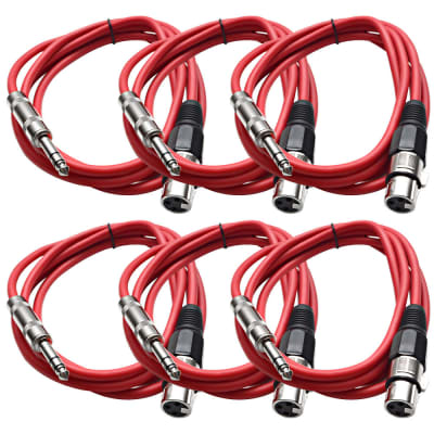 SEISMIC AUDIO Red 1/4" TRS to XLR Female 6' Patch Cable image 1