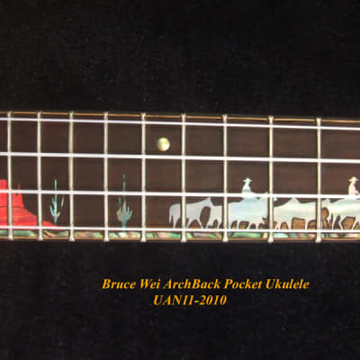 Bruce Wei Spalted Maple, Mahogany Archback Piccolo/ Pocket Ukulele, CowBoy Inlay UAN11-2010 image 8